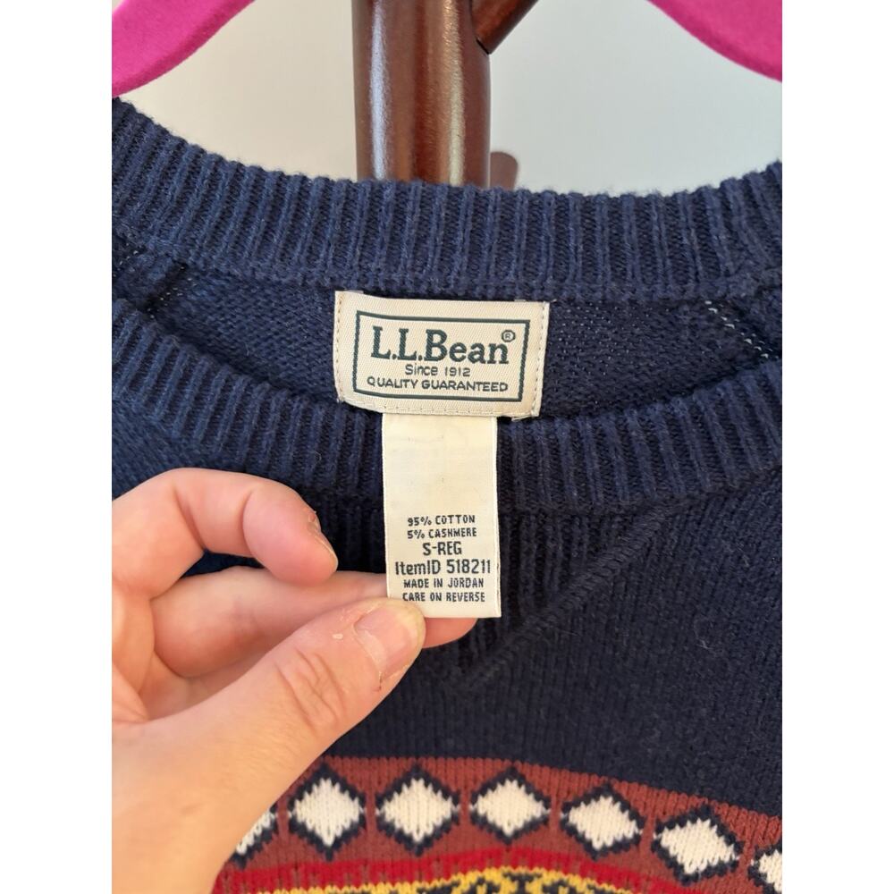Ll Bean Cotton Blend Navy Striped Sweater - Picture 2 of 4